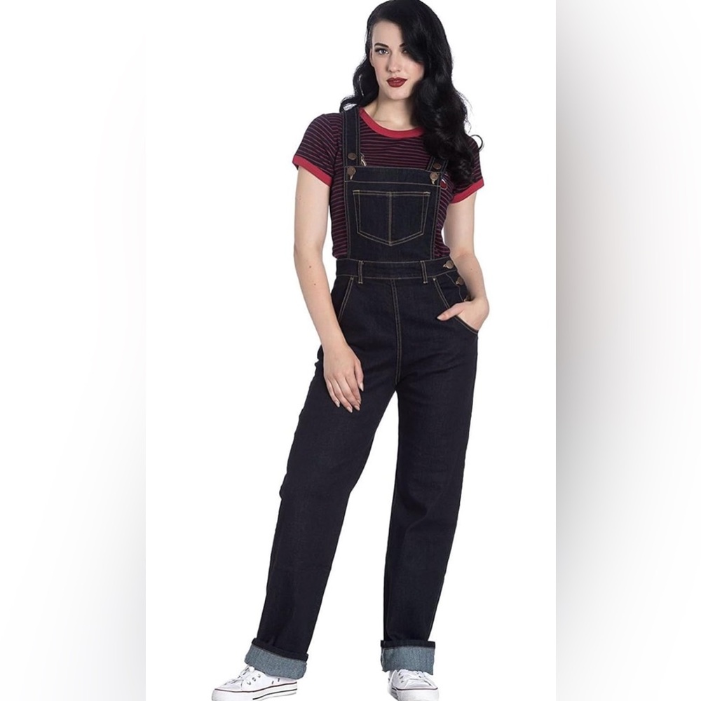 Hell Bunny Dark Blue Denim Overalls XS